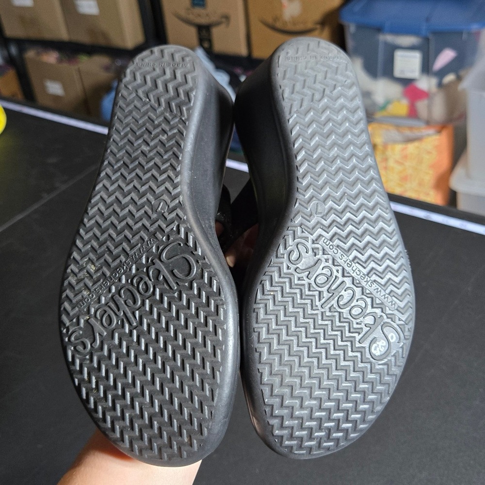 Skechers Womens Black Rumblers Young At Heart Wedge Sandals 7 Comfort Summer - Picture 4 of 10